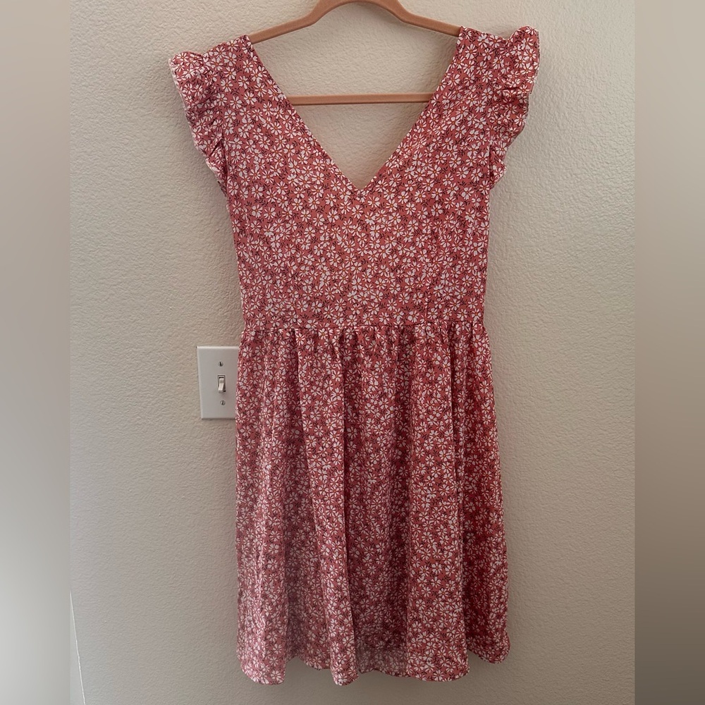 Pink floral tie back dress